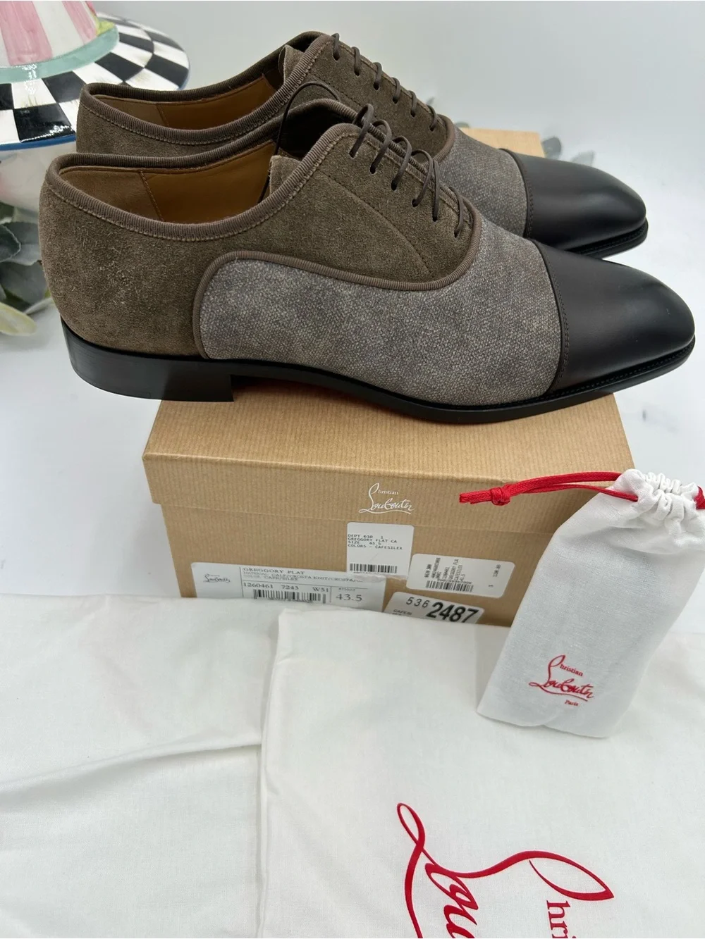 Men's Christian Louboutin Gregory velvet Twill and Leather Oxford's size 43.5